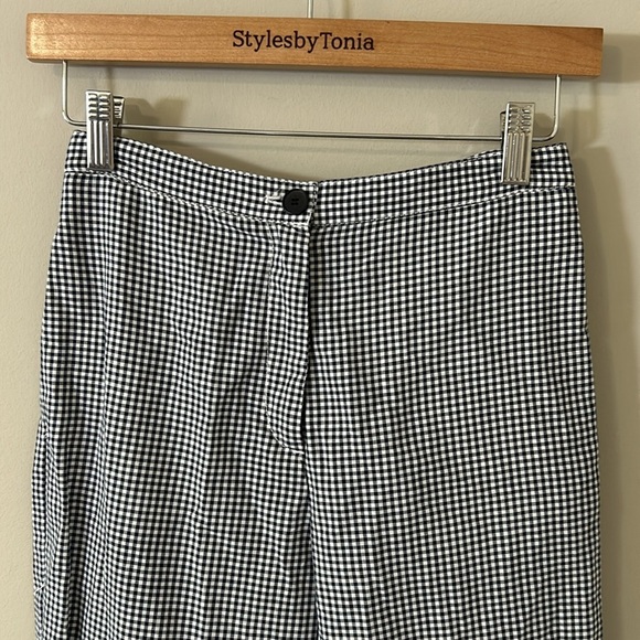 Maje Pitchy Cotton Gingham Ruffled Pants Navy Blue White Trouser Sz 34 XS NEW - Picture 4 of 11